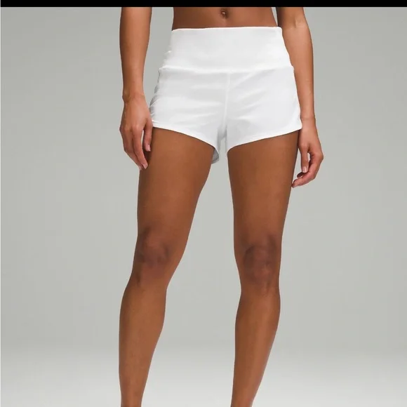 Lululemon white high-waisted speed up shorts